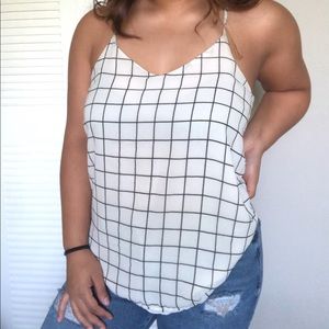 Grid Patterned Tank Blouse